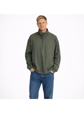 Nike Golf Windbreaker Mens L Green Quarter-Zip Pullover Jacket Elastic Cuffs Top